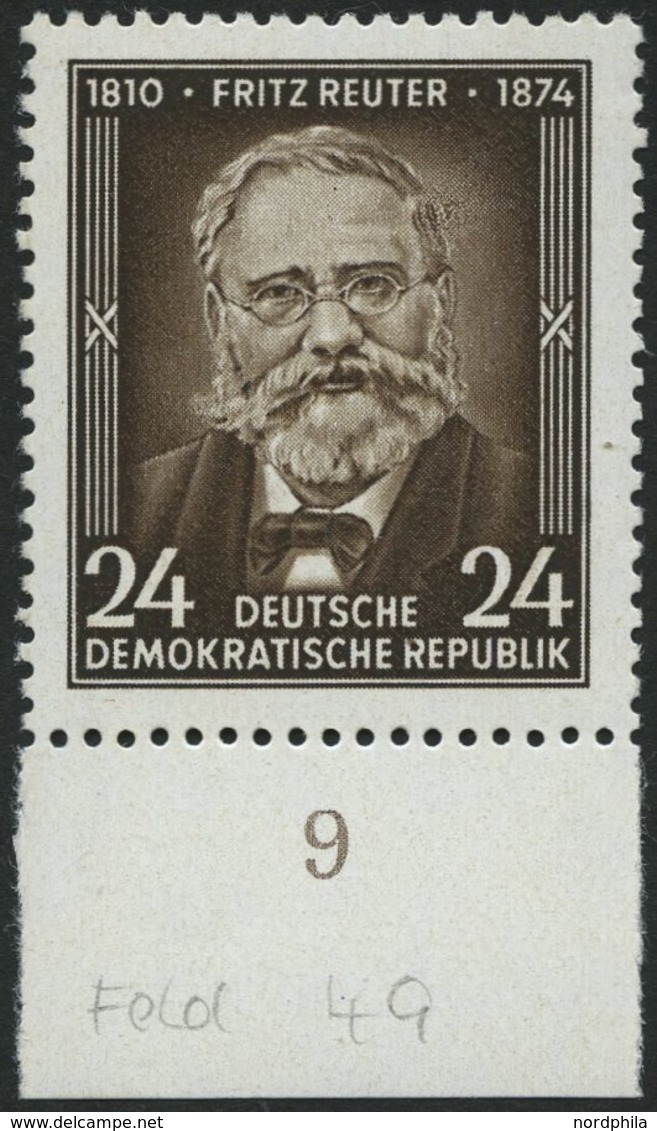 DDR 430I **, 1954, 24 Pf. Fitz Reuter Mit Abart Haarscheitel Retuschiert (Feld 49), Pracht, Mi. 200.- - Oblitérés