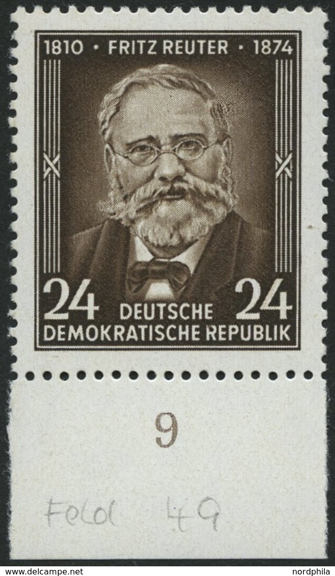 DDR 430I **, 1954, 24 Pf. Fitz Reuter Mit Abart Haarscheitel Retuschiert (Feld 49), Pracht, Mi. 200.- - Used Stamps