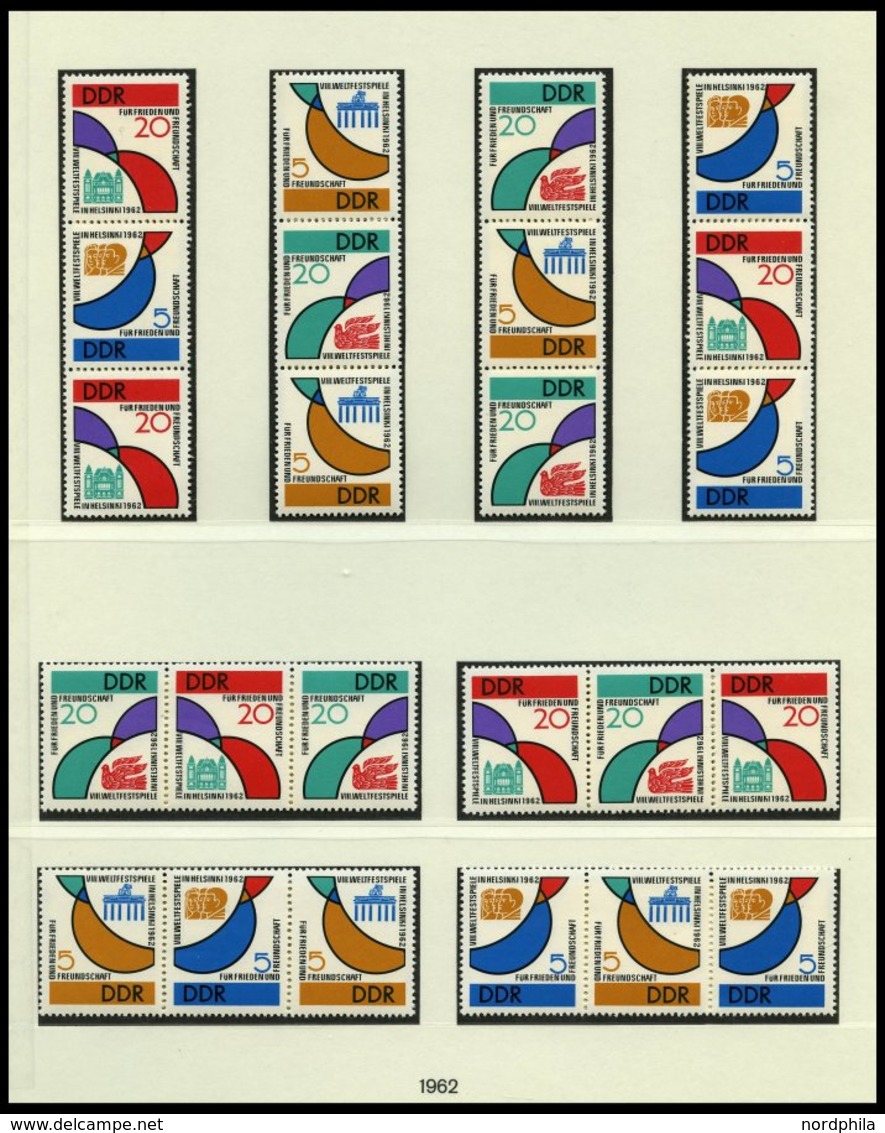 DDR 901-04 **, 1962, Weltfestspiele, Alle 16 Zusammendrucke Komplett (W Zd 34-41 Und S Zd 20-27), Pracht, Mi. 150.- - Used Stamps