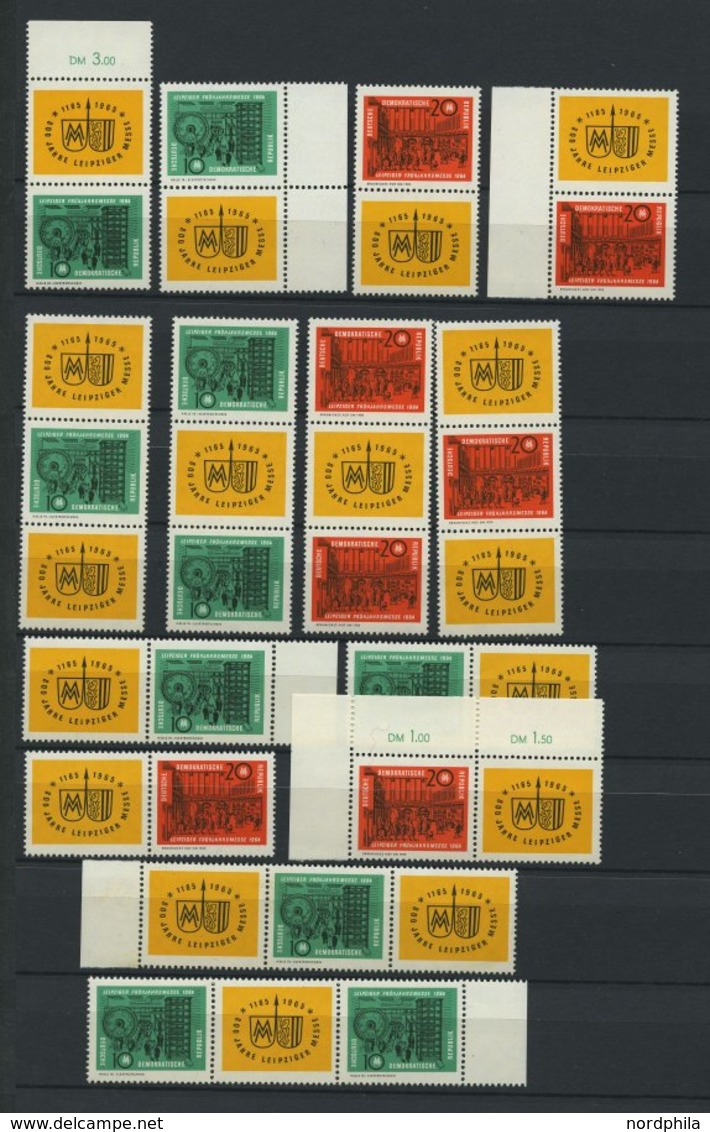 DDR 1012/3 **, 1964, Leipziger Frühjahrsmesse, Alle 16 Zusammendrucke Komplett (W Zd 118-125 Und S Zd 44-51) Und 4 Viere - Oblitérés