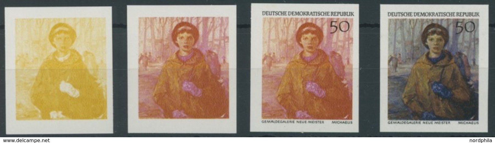 DDR 1397PH **, 1968, 50 Pf. Oberschülerin Petra, 4 Verschiedene Ungezähnte Phasendrucke, Postfrisch, Pracht - Oblitérés