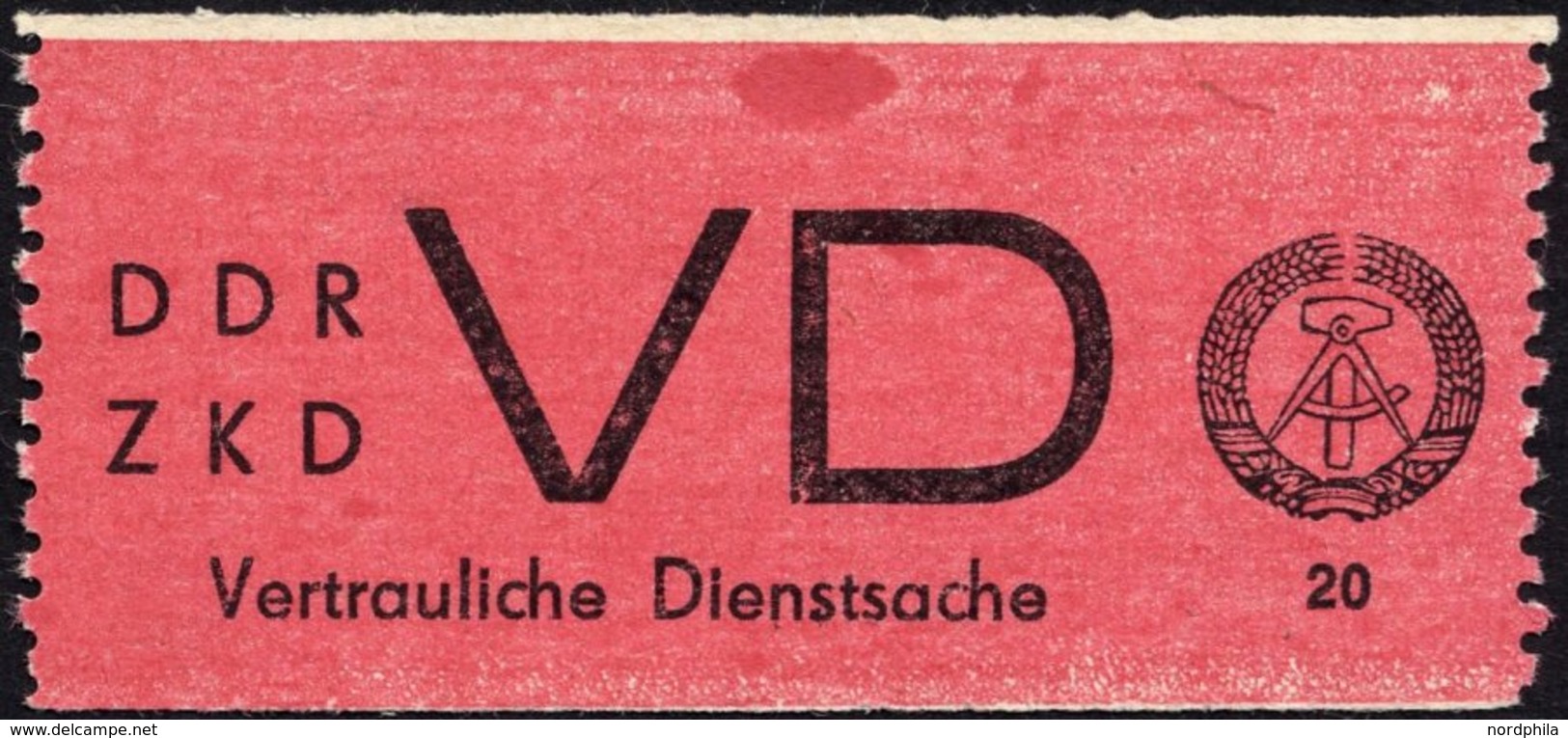 DIENSTMARKEN D VD 1A **, 1965, 20 Pf. Bräunlichrot/schwarz, Gezähnt 91/2, üblich Gezähnt Pracht, Mi. 250.- - Autres & Non Classés