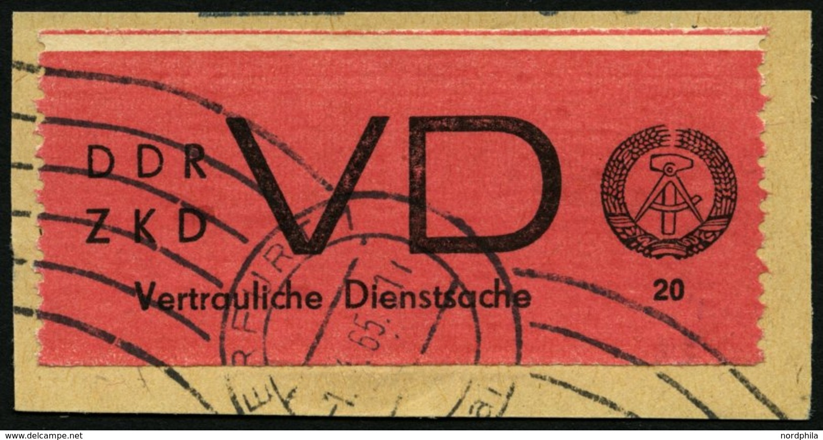 DIENSTMARKEN D VD 1I BrfStk, 1965, 20 Pf. Bräunlichrot/schwarz, Gezähnt 91/2, Mit Abart Fehlende Granne Im Ährenkranz Ob - Autres & Non Classés