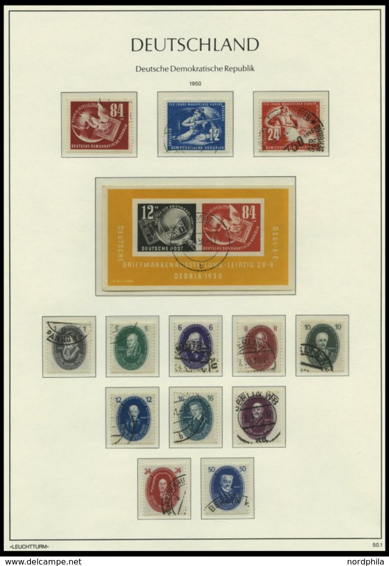 SAMMLUNGEN O, 1949-1990, Komplette Gestempelte Saubere Sammlung DDR In 4 Leuchtturm Falzlosalben, Prachtsammlung - Verzamelingen