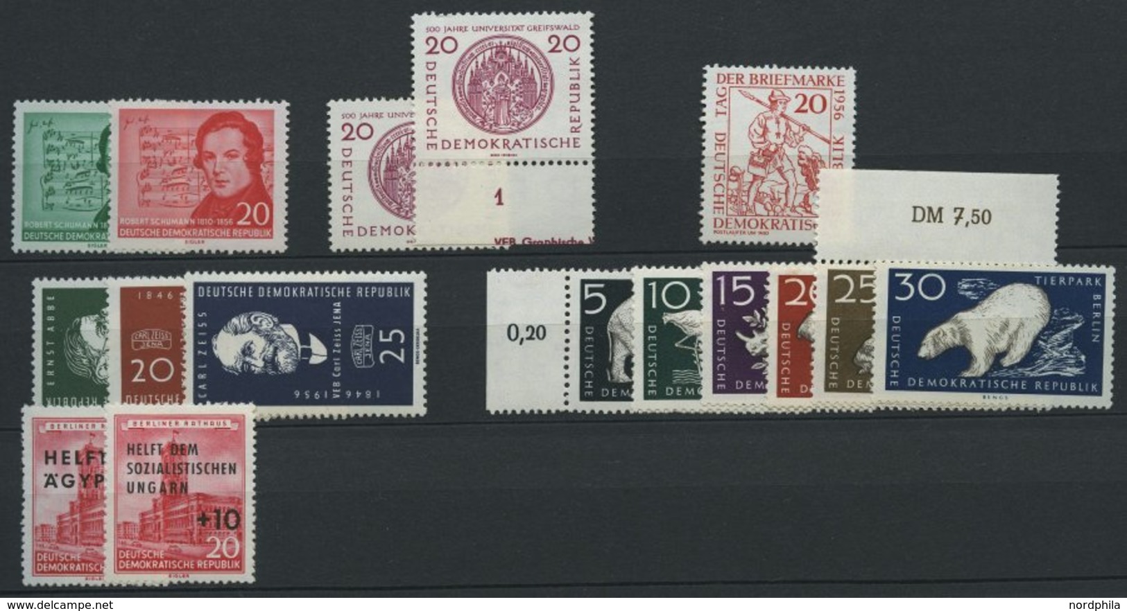 LOTS **, reichhaltige Dublettenpartie DDR von 1949 - 1956 mit einigen guten Werten, Sätzen und Blocks, Erhaltung feinst/