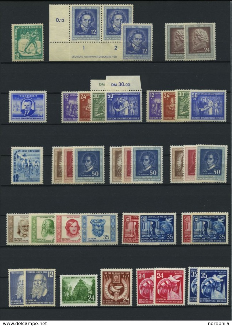 LOTS **, reichhaltige Dublettenpartie DDR von 1949 - 1956 mit einigen guten Werten, Sätzen und Blocks, Erhaltung feinst/