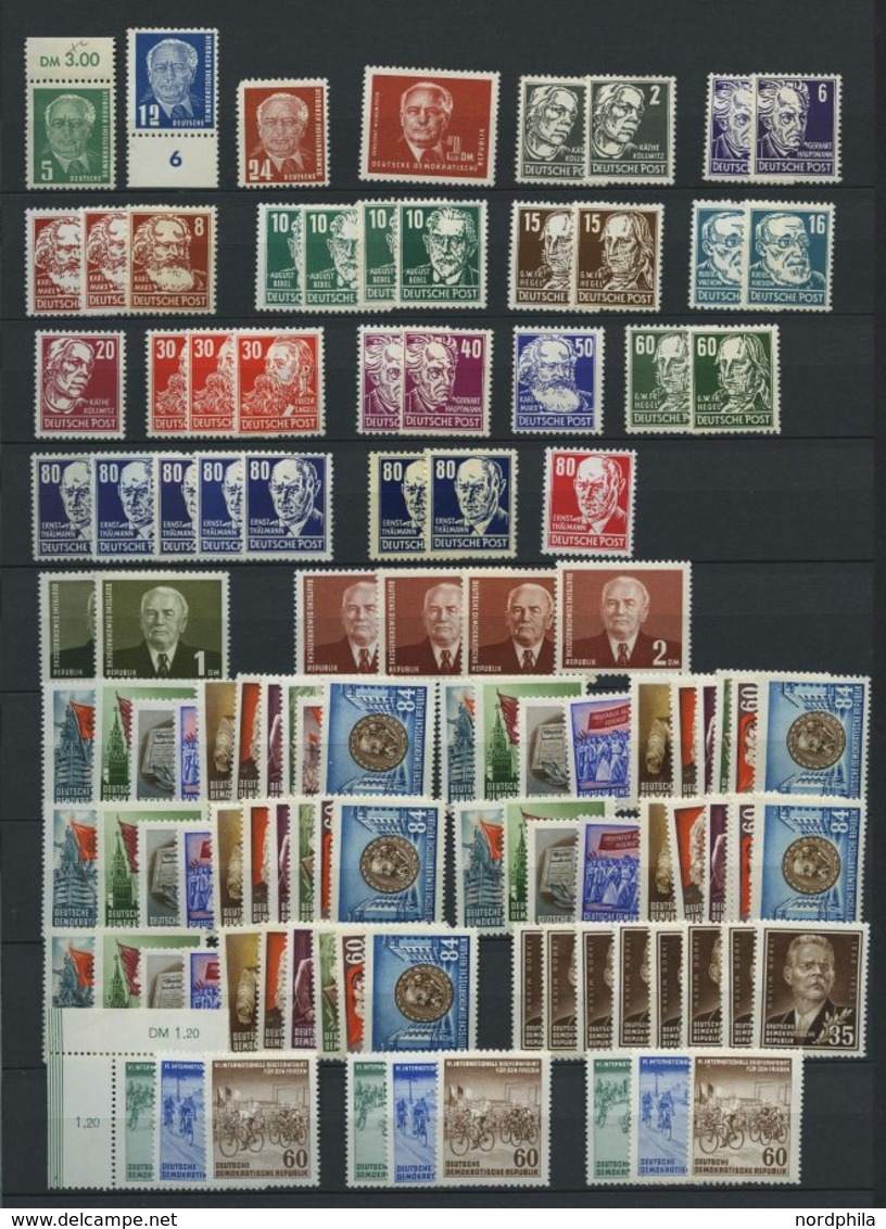 LOTS **, reichhaltige Dublettenpartie DDR von 1949 - 1956 mit einigen guten Werten, Sätzen und Blocks, Erhaltung feinst/