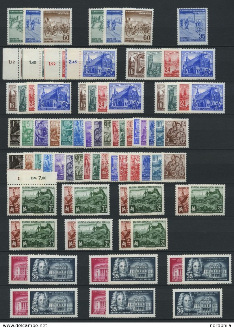 LOTS **, reichhaltige Dublettenpartie DDR von 1949 - 1956 mit einigen guten Werten, Sätzen und Blocks, Erhaltung feinst/