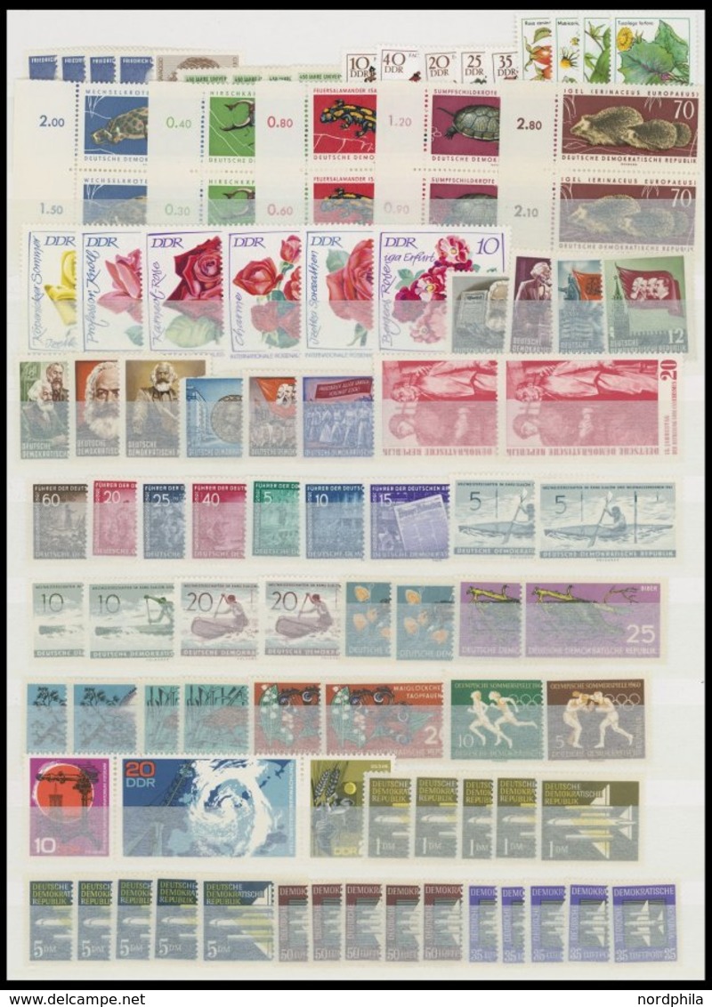 LOTS **, Kleine Postfrische Dublettenpartie DDR Von Ca. 1955-78 Mit Blocks Und Vielen Viererblocks Mit Druckereizeichen  - Colecciones