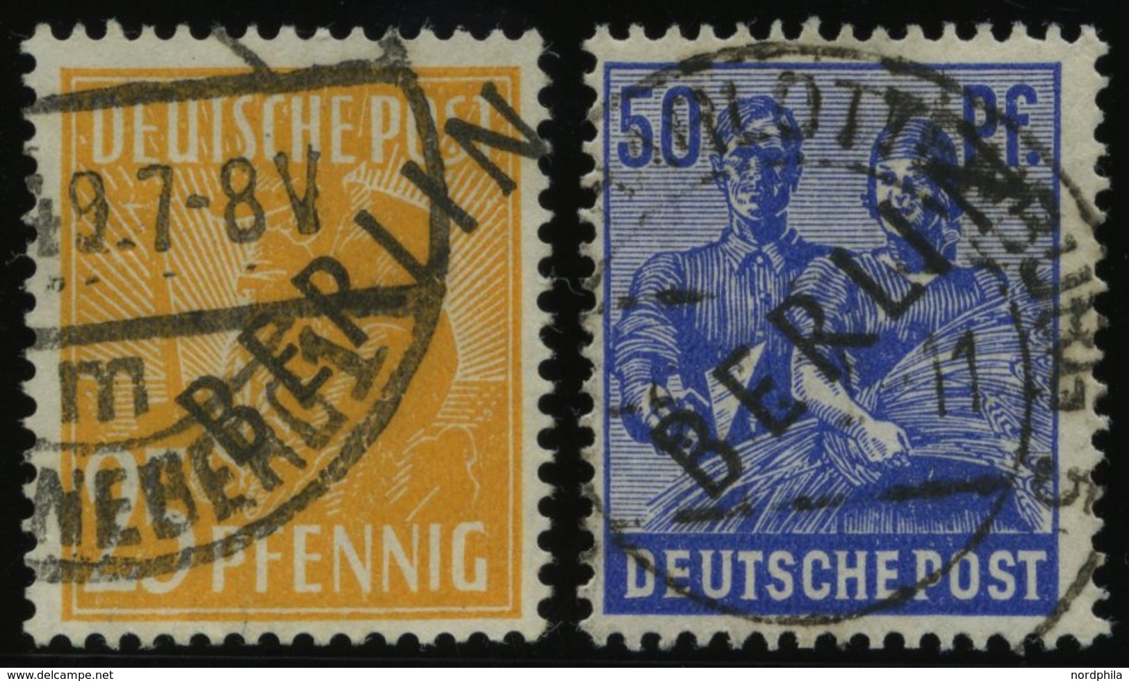 BERLIN 10,13 O, 1948, 25 Und 50 Pf. Schwarzaufdruck, 2 Prachtwerte, Gepr. Schlegel, Mi. 90.- - Otros & Sin Clasificación