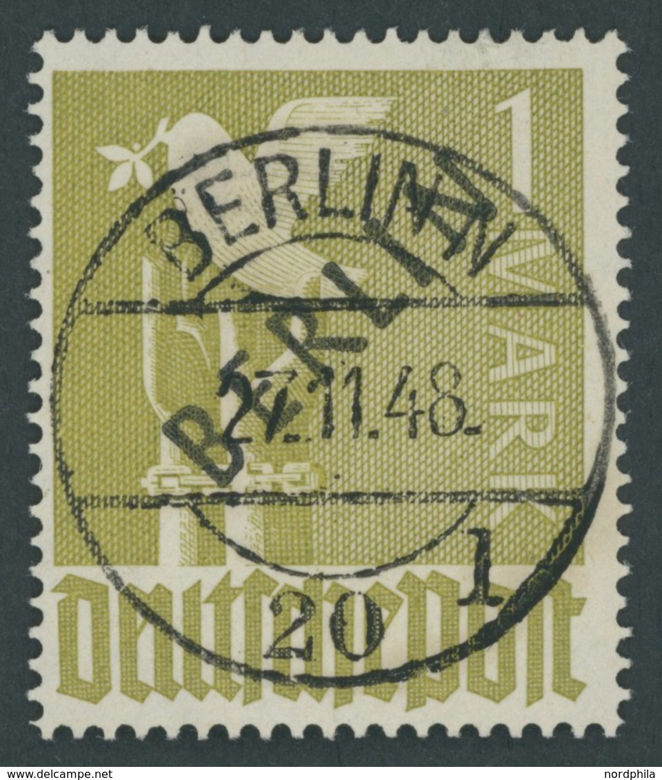 BERLIN 17a O, 1948, 1 M. Lebhaftbräunlicholiv, Pracht, Gepr. D. Schlegel, Mi. 160.- - Sonstige & Ohne Zuordnung