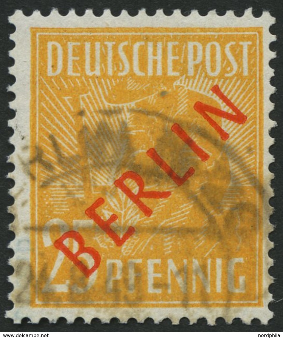 BERLIN 27 O, 1949, 25 Pf. Rotaufdruck, Pracht, Gepr. D. Schlegel, Mi. 55.- - Andere & Zonder Classificatie
