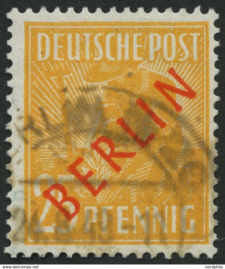 BERLIN 27 O, 1949, 25 Pf. Rotaufdruck, Pracht, Gepr. D. Schlegel, Mi. 55.- - Altri & Non Classificati