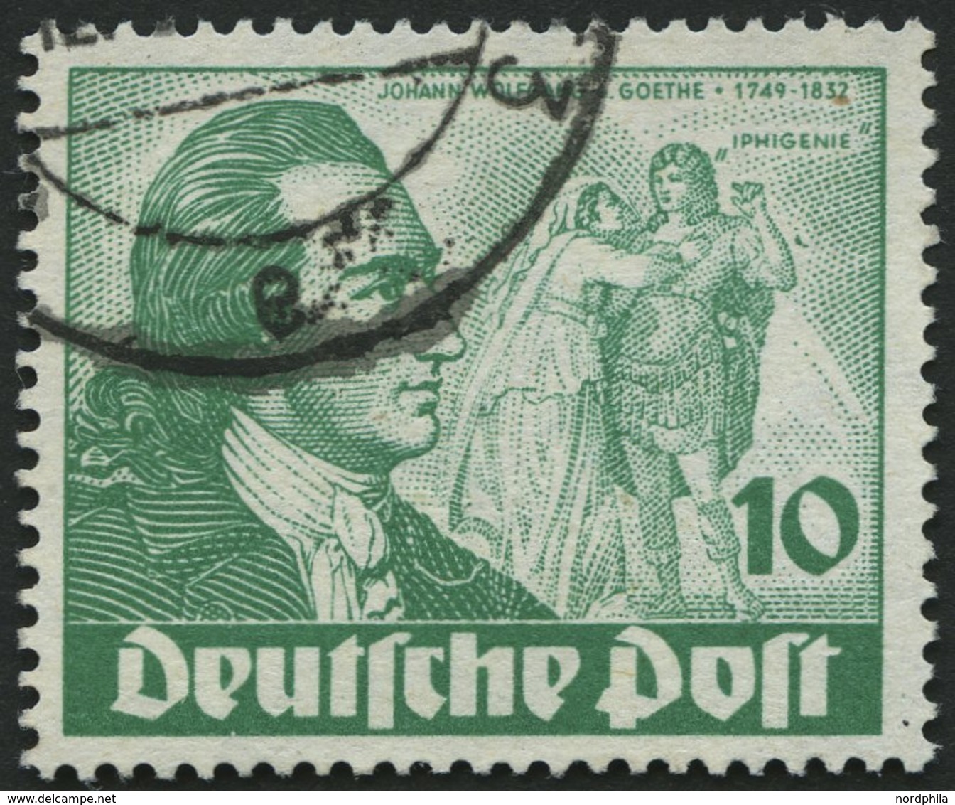 BERLIN 61I O, 1949, 10 Pf. Goethe Mit Abart Farbfleck Neben Rechtem Unterarm Des Darstellers, Pracht, Mi. 150.- - Other & Unclassified