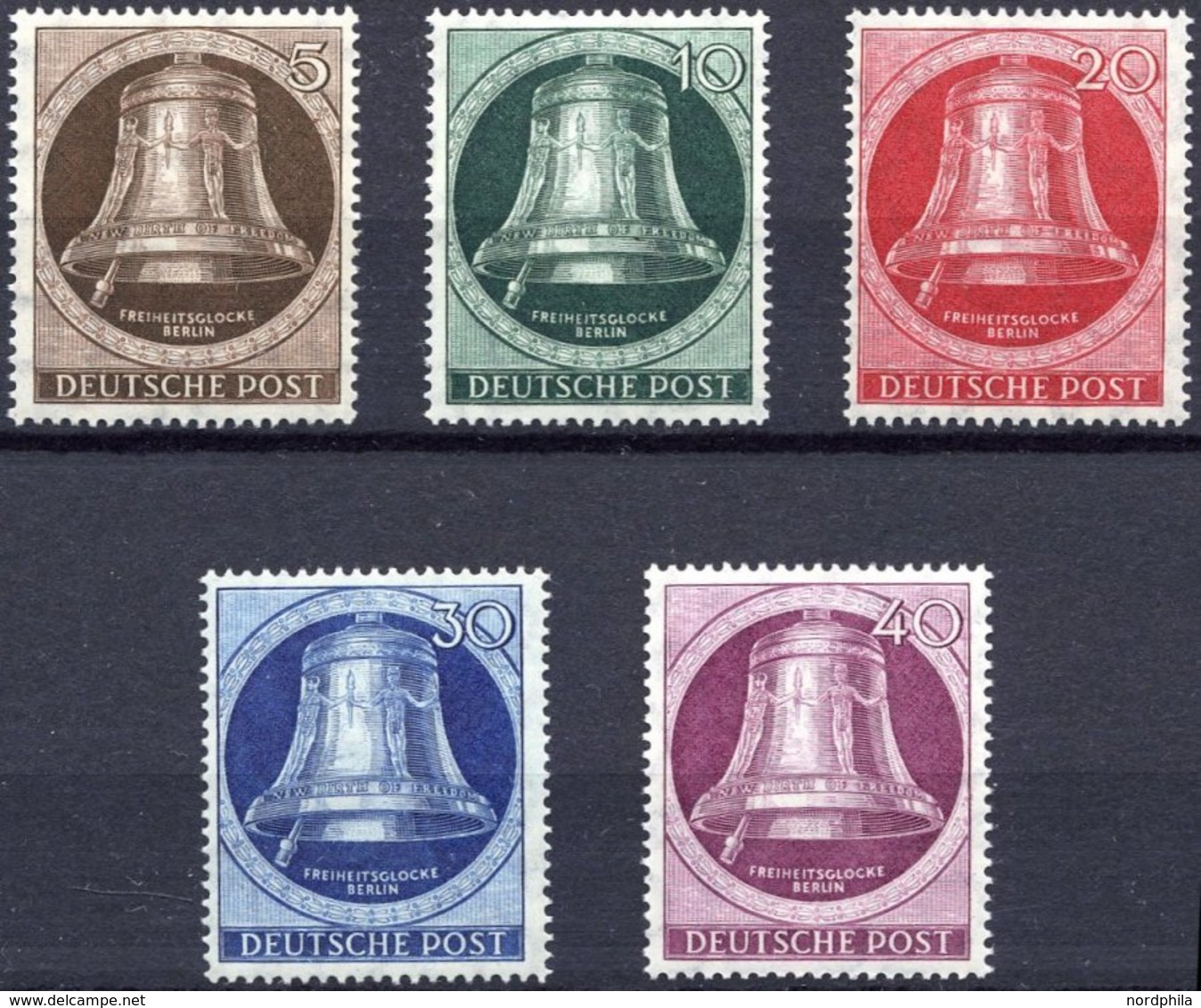 BERLIN 75-79 **, 1951, Glocke Links, Prachtsatz, Mi. 100.- - Autres & Non Classés