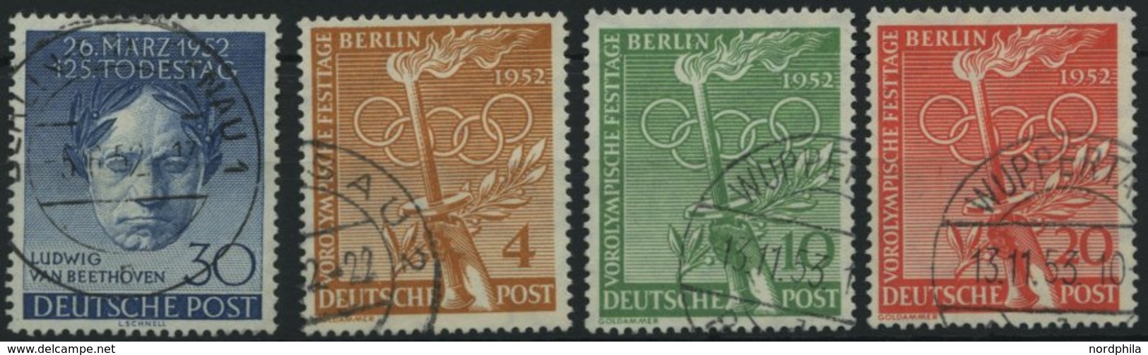 BERLIN 87-90 O, 1952, Beethoven Und Vorolympische Festtage. 4 Prachtwerte, Mi. 75.- - Andere & Zonder Classificatie