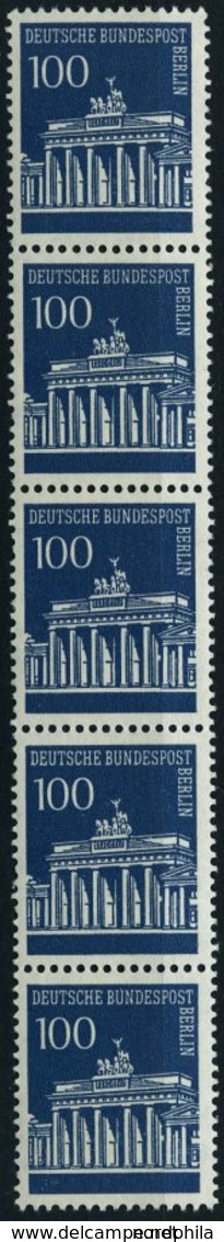 ROLLENMARKEN 290R **, 1967, 100 Pf. Brandenburger Tor Im Fünferstreifen, Pracht, Mi. 90.- - Rollo De Sellos