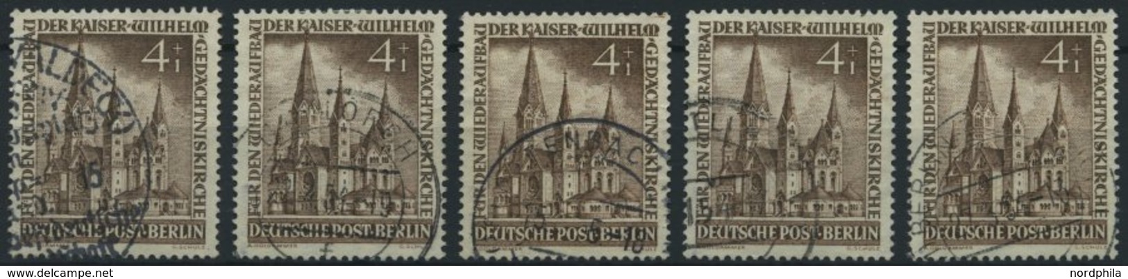 ENGROS 106 O, 1953, 4 Pf. Gedächtniskirche, 5 Prachtwerte, Gepr. D. Schlegel, Mi. 100.- - Collections