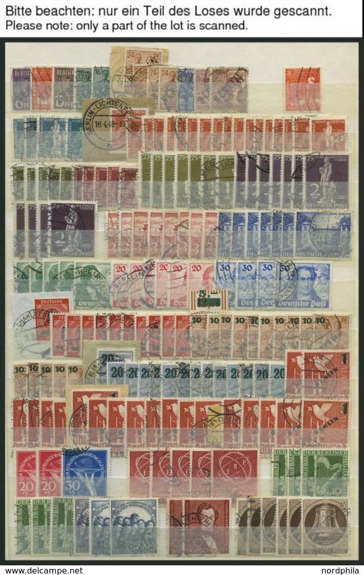 LOTS O, 1948-56, Gestempelte Dublettenpartie Berlin Mit Besseren Und Mittleren Ausgaben, Sauber Auf Einsteckseiten, Meis - Oblitérés