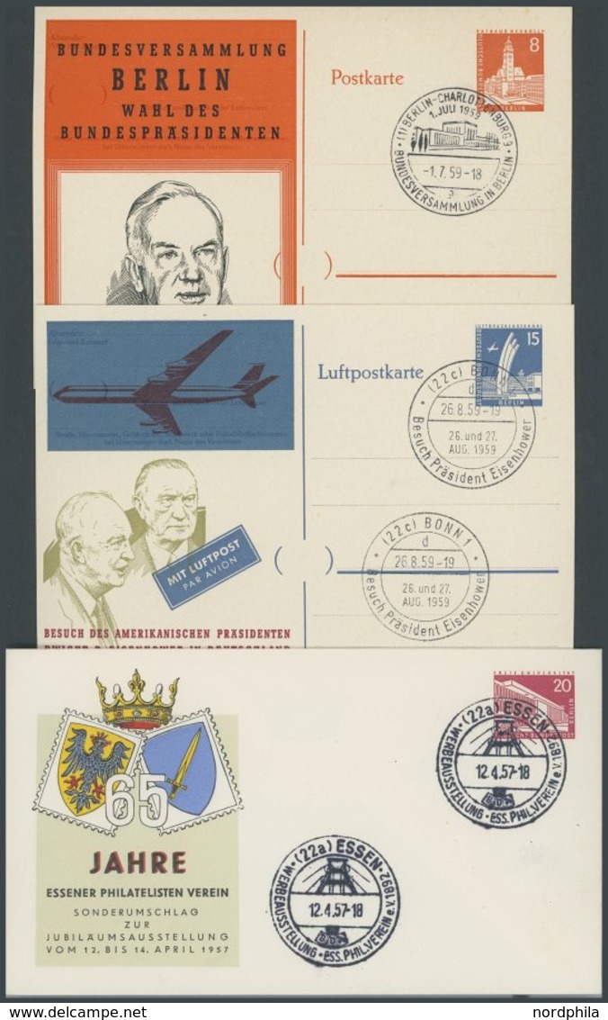 GANZSACHEN PP 17,19,PU 18 BRIEF, Privatpost: 1957/9, 8, 15 Und 20 Pf., 3 Verschiedene Ganzsachen, Pracht - Collezioni