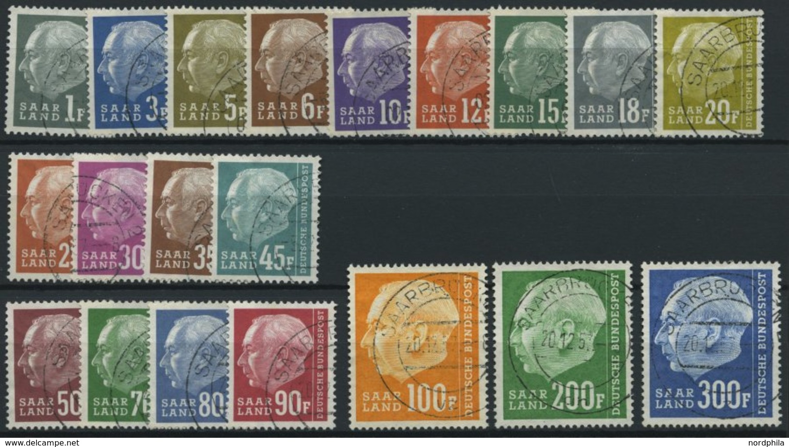 SAARLAND 409-28 O, 1957, Heuß II, Prachtsatz, Mi. 120.- - Autres & Non Classés