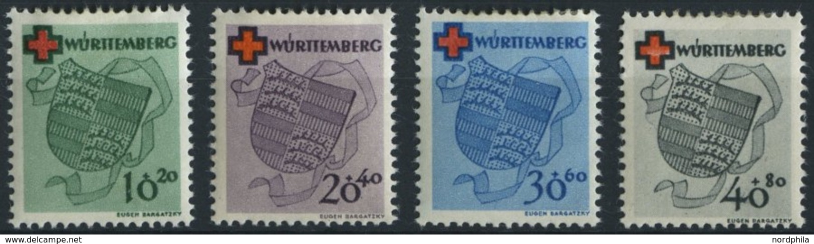 WÜRTTEMBERG 40-43 *, 1949, Rotes Kreuz, Falzrest, Prachtsatz, Mi. 80.- - Andere & Zonder Classificatie