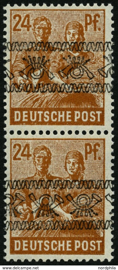 AMERIK. U. BRITISCHE ZONE 44INKb **, 1948, 24 Pf. Bandaufdruck Im Kehrdruckpaar, Obere Marke Kopfstehender, Untere Norma - Autres & Non Classés