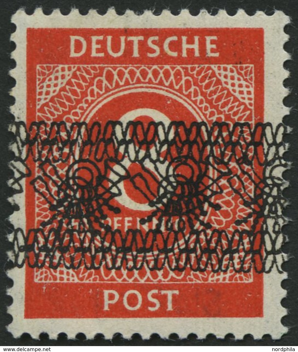 AMERIK. U. BRITISCHE ZONE 53IDD **, 1948, 8 Pf. Bandaufdruck, Doppeldruck, Feinst, Gepr. H.D. Schlegel, Mi. 60.- - Autres & Non Classés