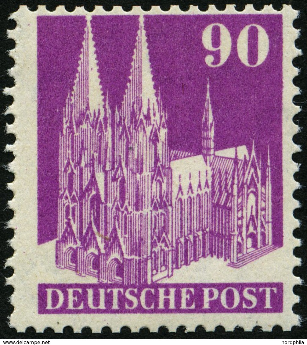 AMERIK. U. BRITISCHE ZONE 96IIIWA **, 1949, 90 Pf. Lilapurpur, Type III, Gezähnt K 14:141/4, Normale Zähnung, Pracht, Mi - Autres & Non Classés