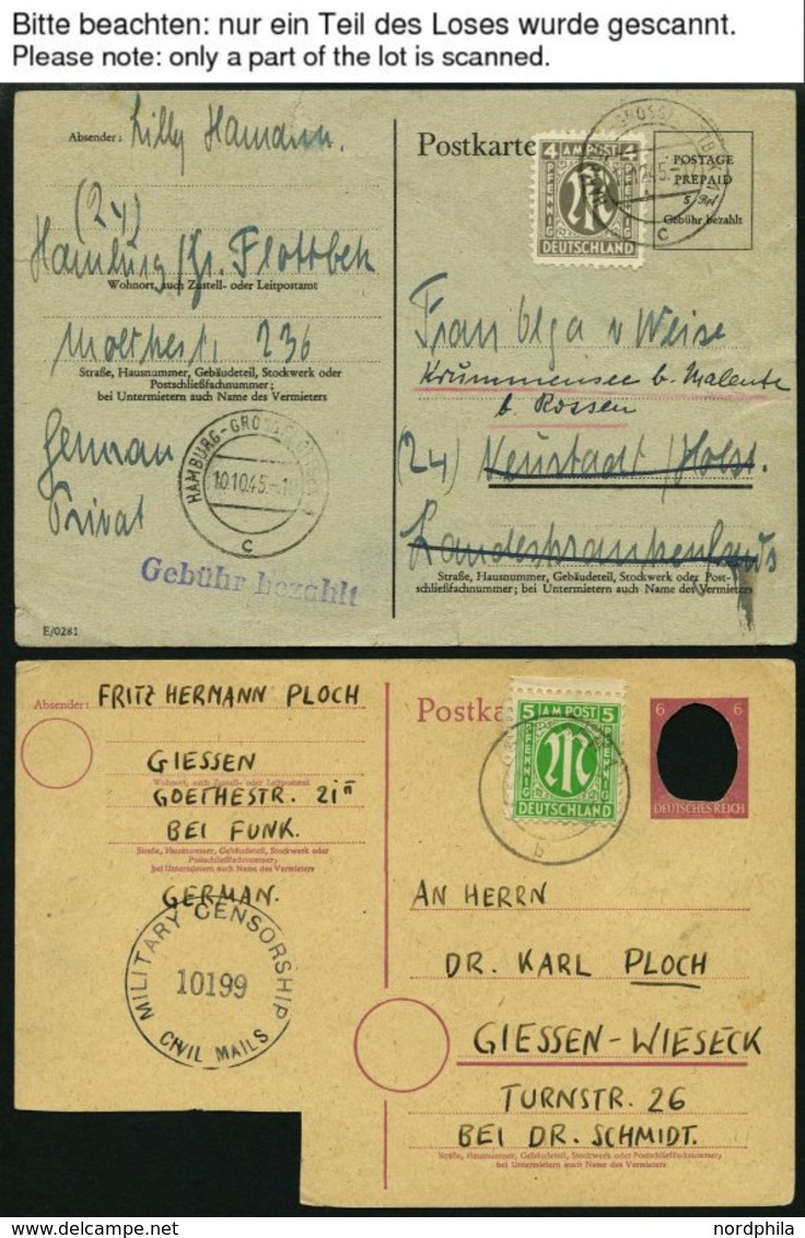 AMERIK. U. BRITISCHE ZONE SLG. 1945/6, 9 Behelfspostkarten Mit AM-Post Frankatur, Etwas Unterschiedlich, Besichtigen! - Autres & Non Classés