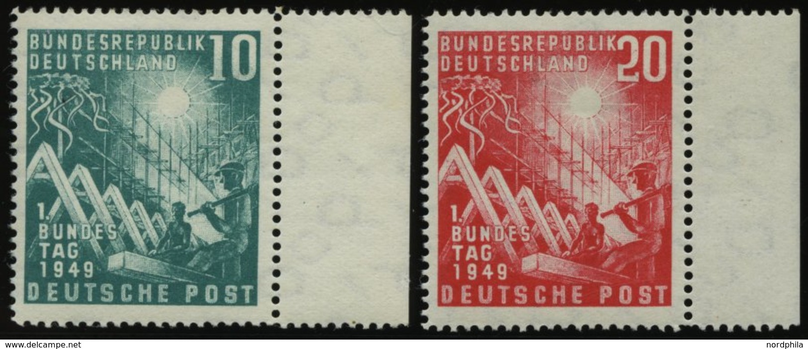 BUNDESREPUBLIK 111/2 **, 1949, Bundestag Vom Rechten Rand, Pracht - Usati