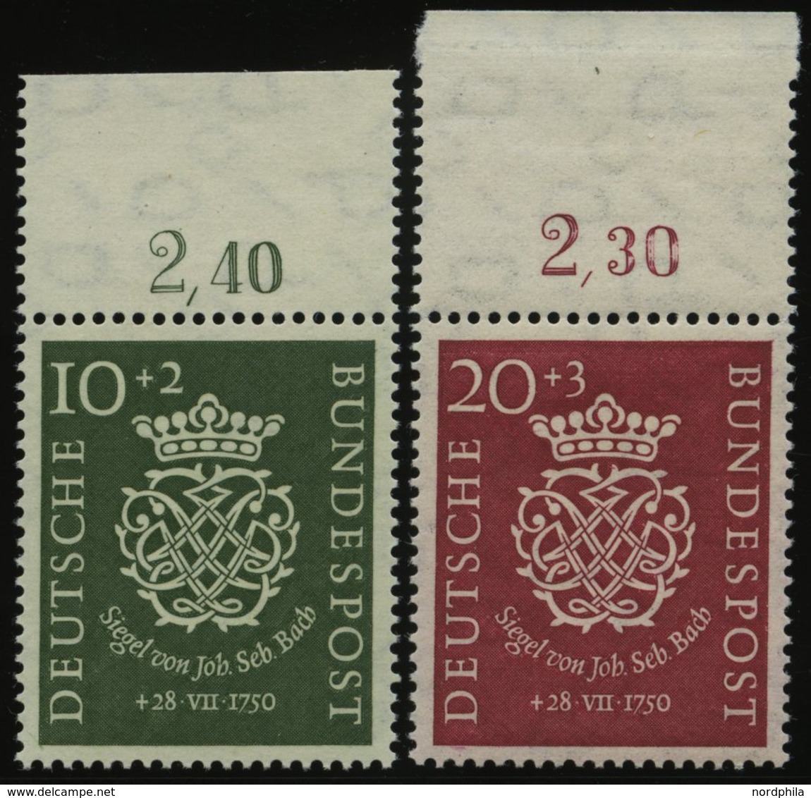 BUNDESREPUBLIK 121/2 **, 1950, Bach, Vom Oberrand, Pracht - Oblitérés