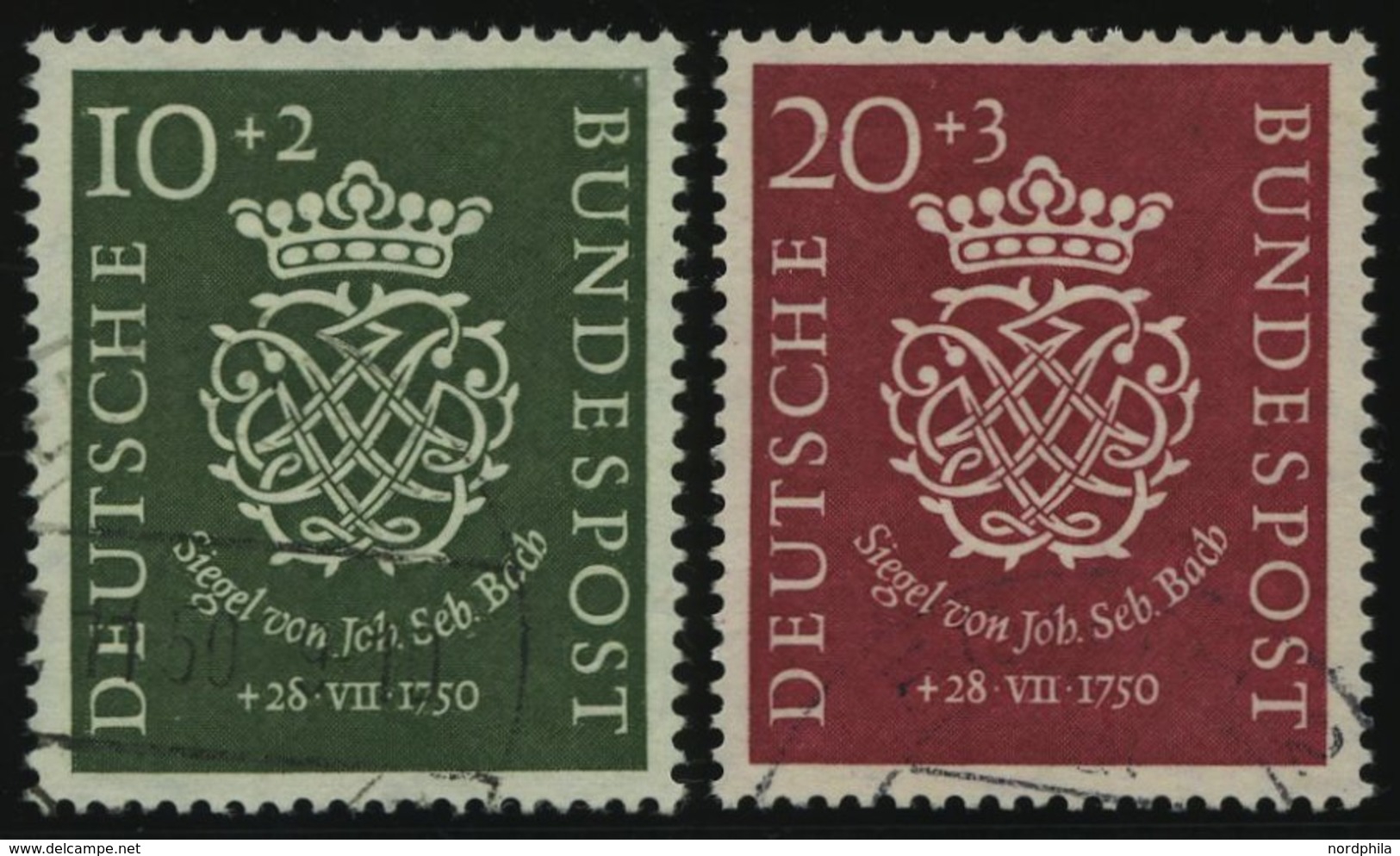 BUNDESREPUBLIK 121/2 O, 1950, Bach, Pracht, Mi. 100.- - Usati