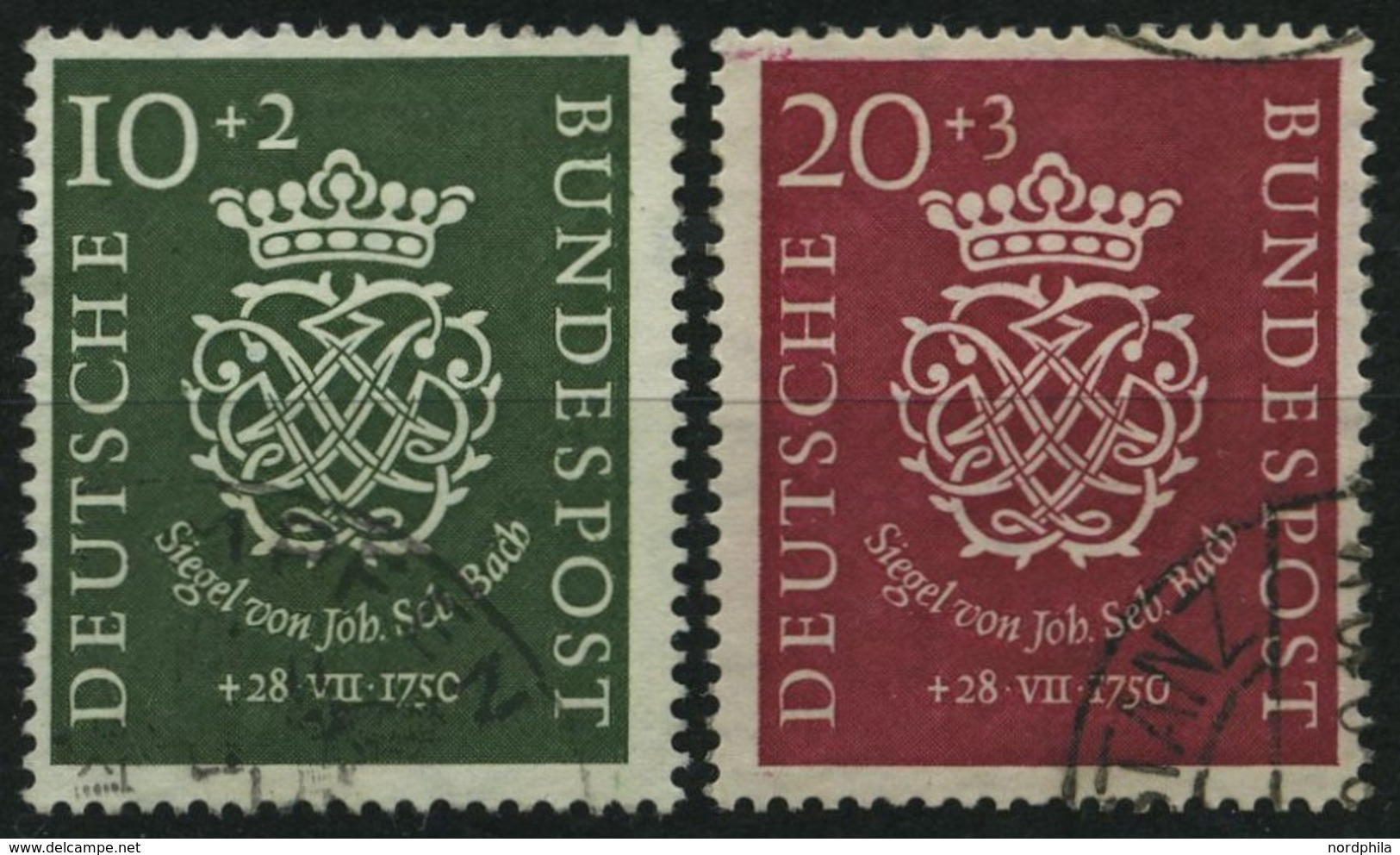 BUNDESREPUBLIK 121/2 O, 1950, Bach, üblich Gezähnt Pracht, Mi. 100.- - Gebruikt