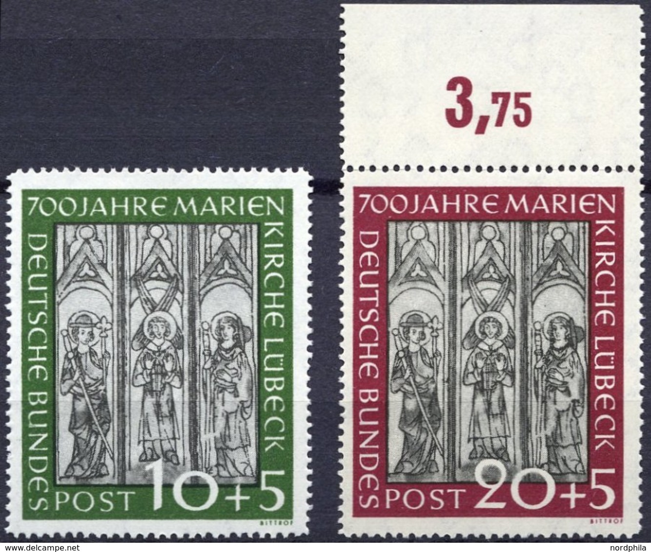 BUNDESREPUBLIK 139/40 **, 1951, Marienkirche, Pracht, Mi. (200.-) - Usati