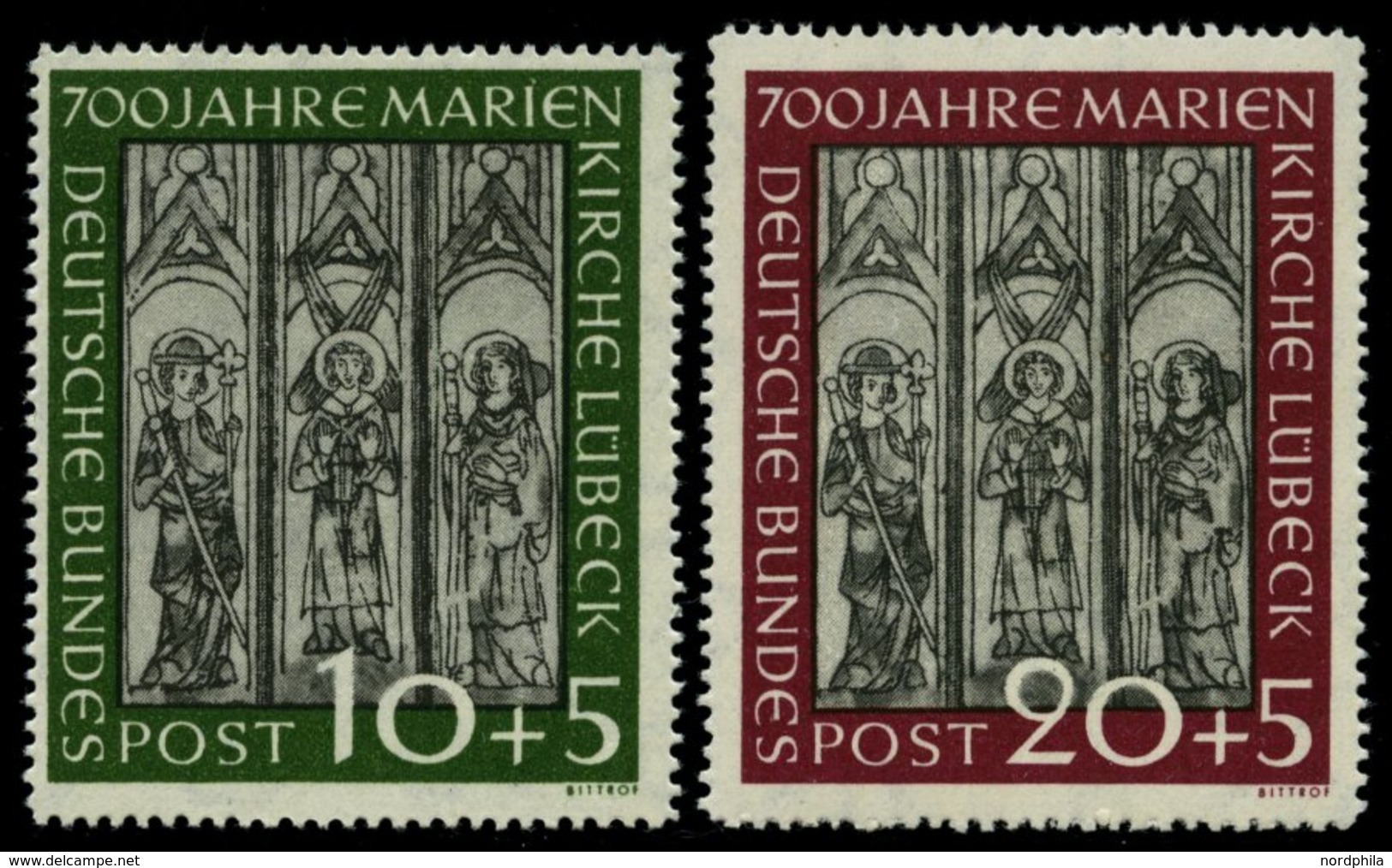 BUNDESREPUBLIK 139/40 **, 1951, Marienkirche, üblich Gezähnt Pracht, Mi. 200.- - Usati