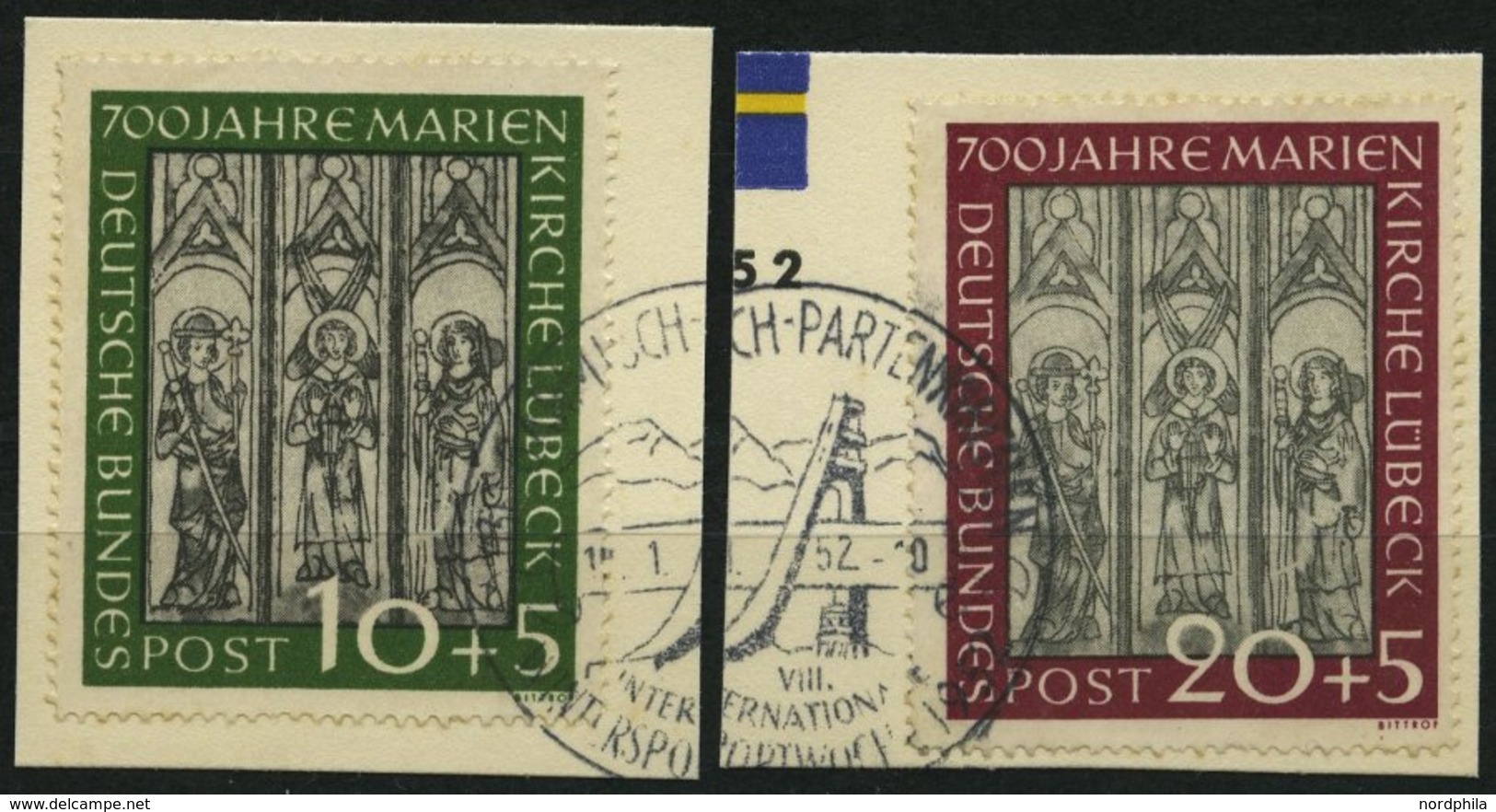 BUNDESREPUBLIK 139/40 BrfStk, 1951, Marienkirche, üblich Gezähnt Pracht, Mi. 160.- - Usati