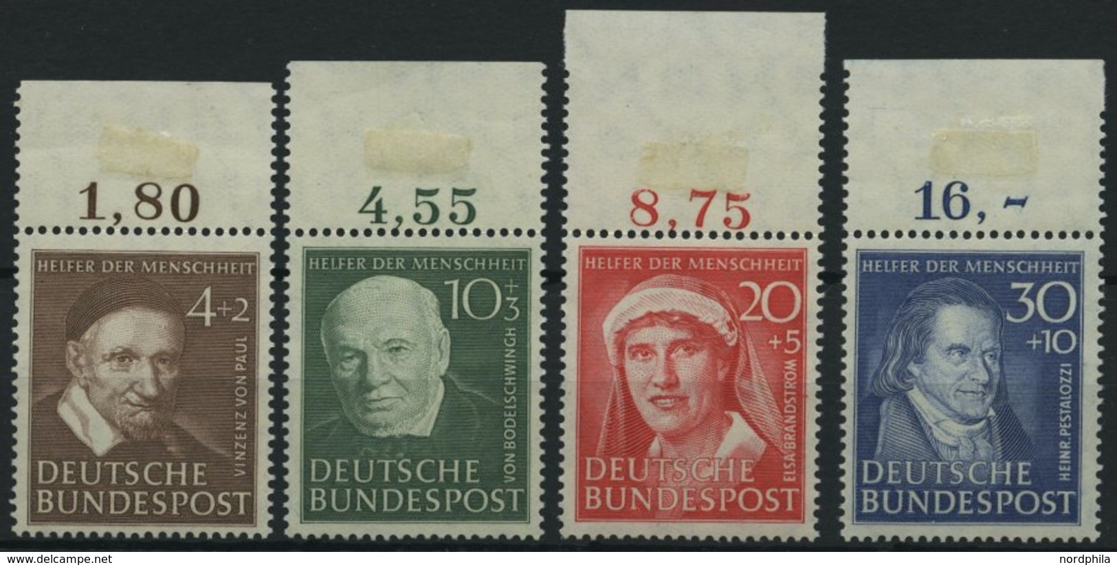 BUNDESREPUBLIK 143-46 **, 1951, Helfer Der Menschheit, Prachtsatz, Mi. 140.- - Oblitérés