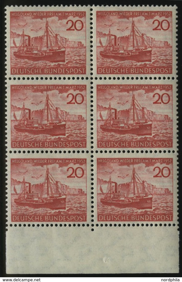 BUNDESREPUBLIK 152 **, 1952, 20 Pf. Helgoland Im Unterrandsechserblock, Pracht, Mi. 90.- - Gebraucht