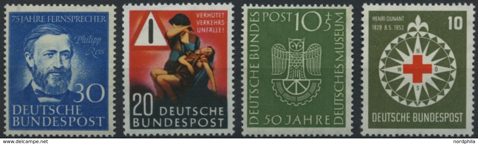 BUNDESREPUBLIK 161-64 **, 1952/3, 4 Prachtwerte, Mi. 118.- - Gebraucht