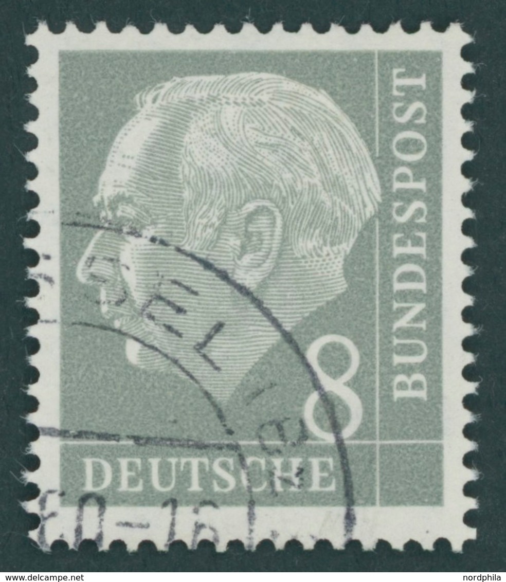 BUNDESREPUBLIK 182Y O, 1960, 8 Pf. Heuss Wz. Liegend, Nachauflage, Pracht, Gepr. D. Schlegel, Mi. 150.- - Usados