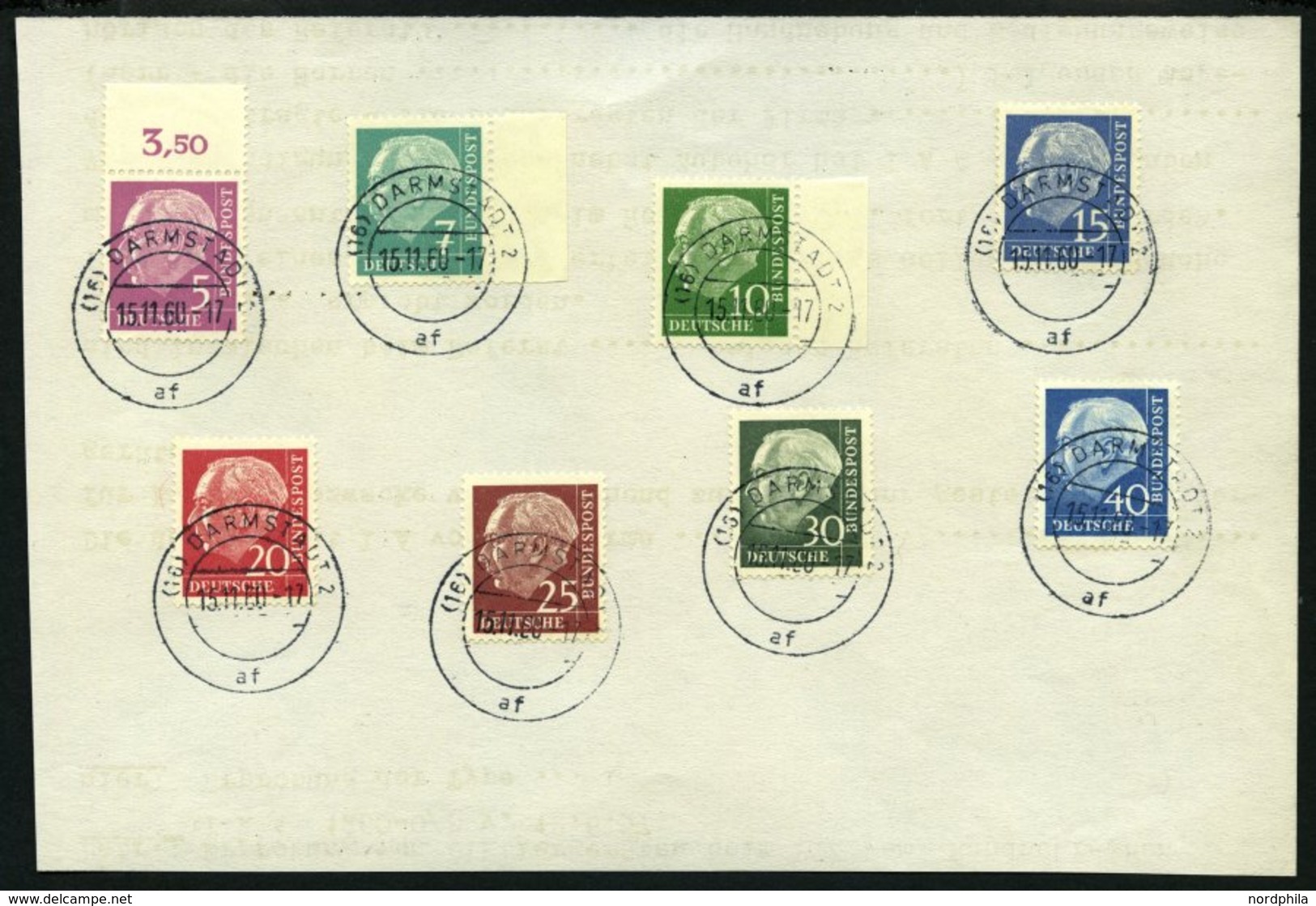 BUNDESREPUBLIK 179-260y BrfStk, 1960, Heuss Lumogen Auf Briefstück, Dabei 5 Pf. POR (Mi. 300.-), Pachtsatz - Usados