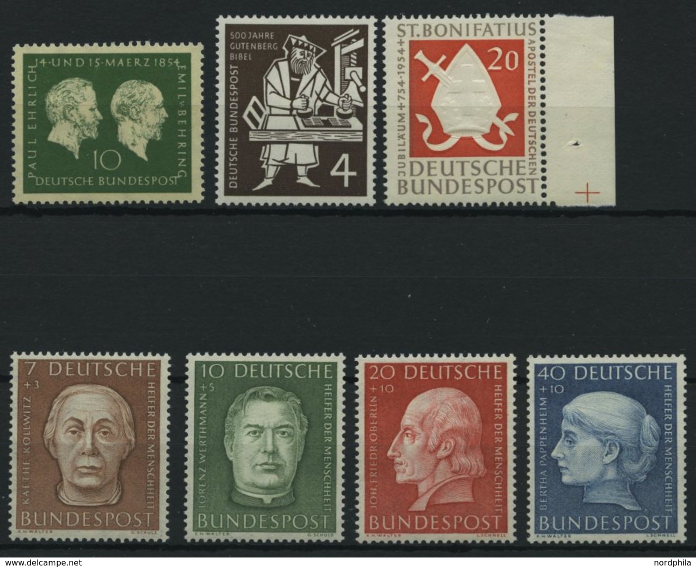 BUNDESREPUBLIK 197-203 **, 1954, 7 Prachtwerte, Mi. 77.80 - Used Stamps