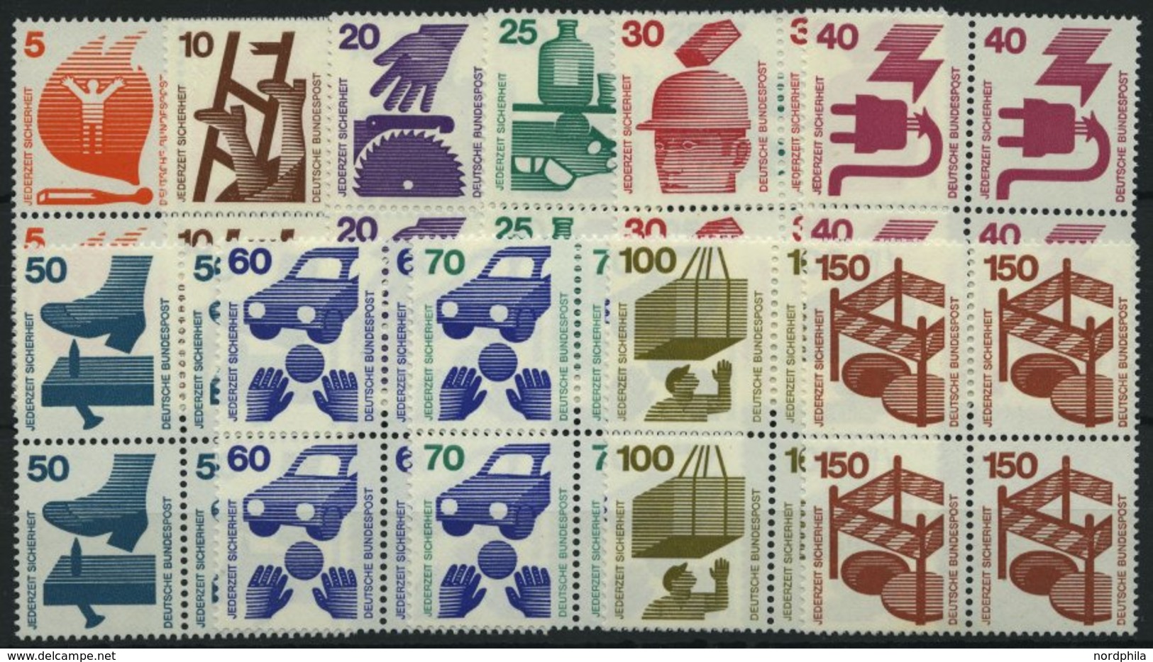 BUNDESREPUBLIK 694-703,773 VB **, 1971/3, Unfallverhütung In Viererblocks, Pracht, Mi. 150.- - Used Stamps