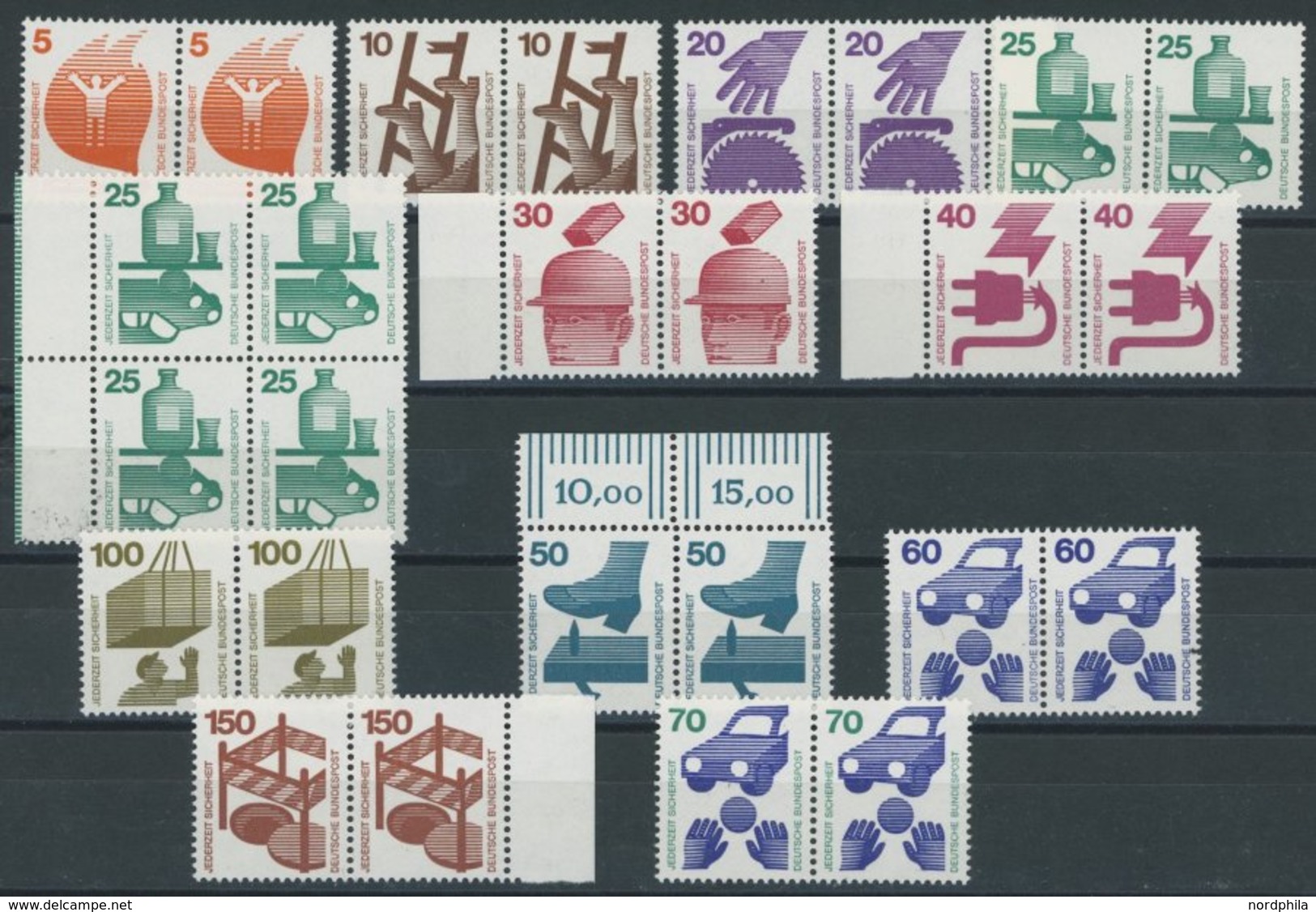 BUNDESREPUBLIK 694-703,773 Paar **, 1971/3, Unfallverhütung In Waagerechten Paaren, Postfrisch, Pracht - Used Stamps
