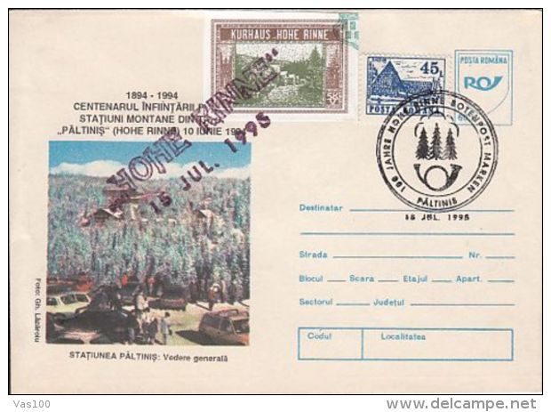 HOHE RINNE-PALTINIS MOUNTAIN RESORT STAMPS, CAR, COVER STATIONERY, ENTIER POSTAL, 1995, ROMANIA - Brieven En Documenten