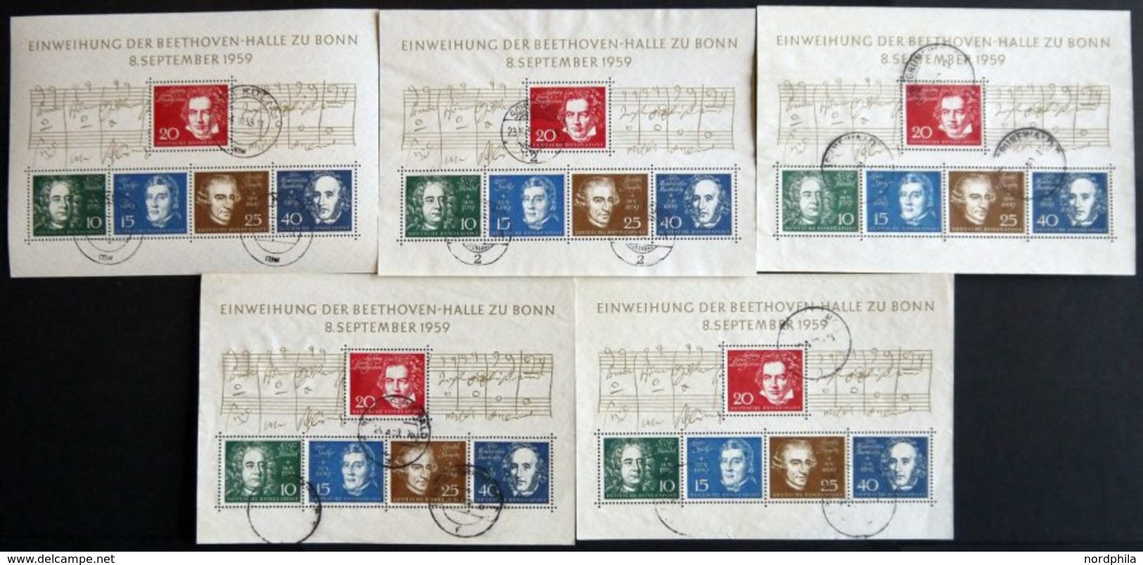 ENGROS Bl. 2 O, 1959, Block Beethoven, 5x Bedarfsgestempelt, Feinst/Pracht, Mi. 250.- - Variedades Y Curiosidades