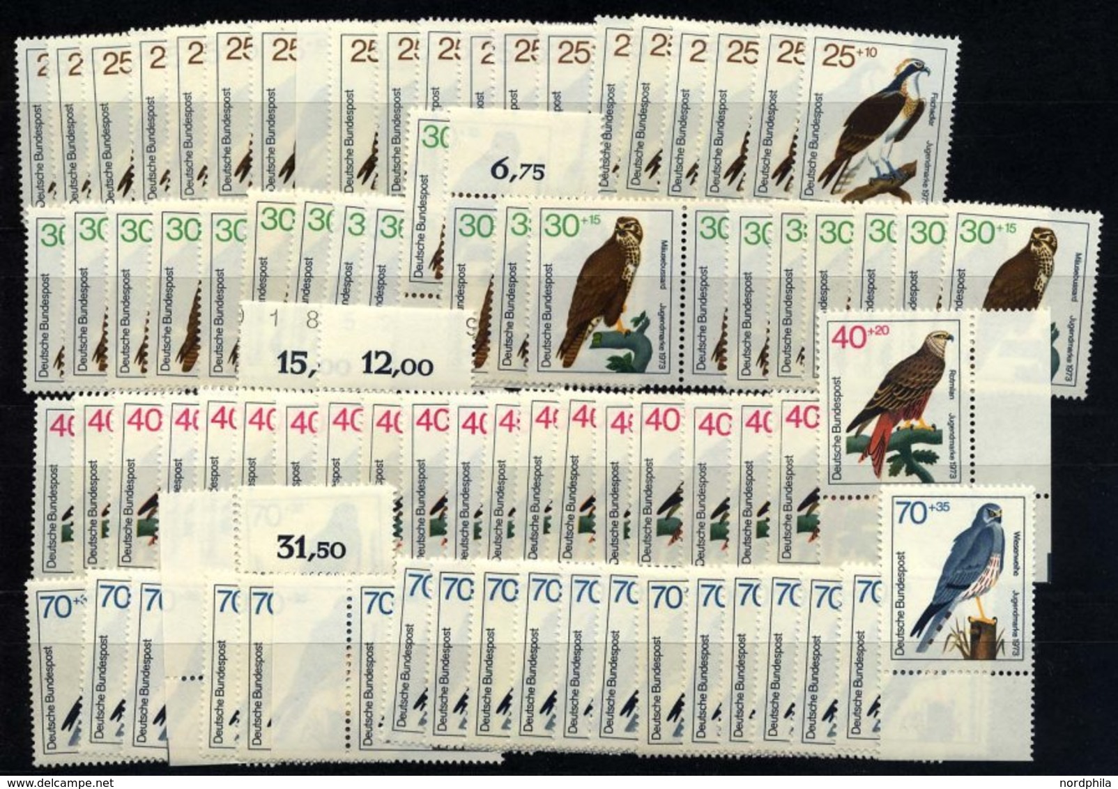 ENGROS 754-57 **, 1973, Vögel, 20 Prachtsätze, Mi. 160.- - Plaatfouten En Curiosa