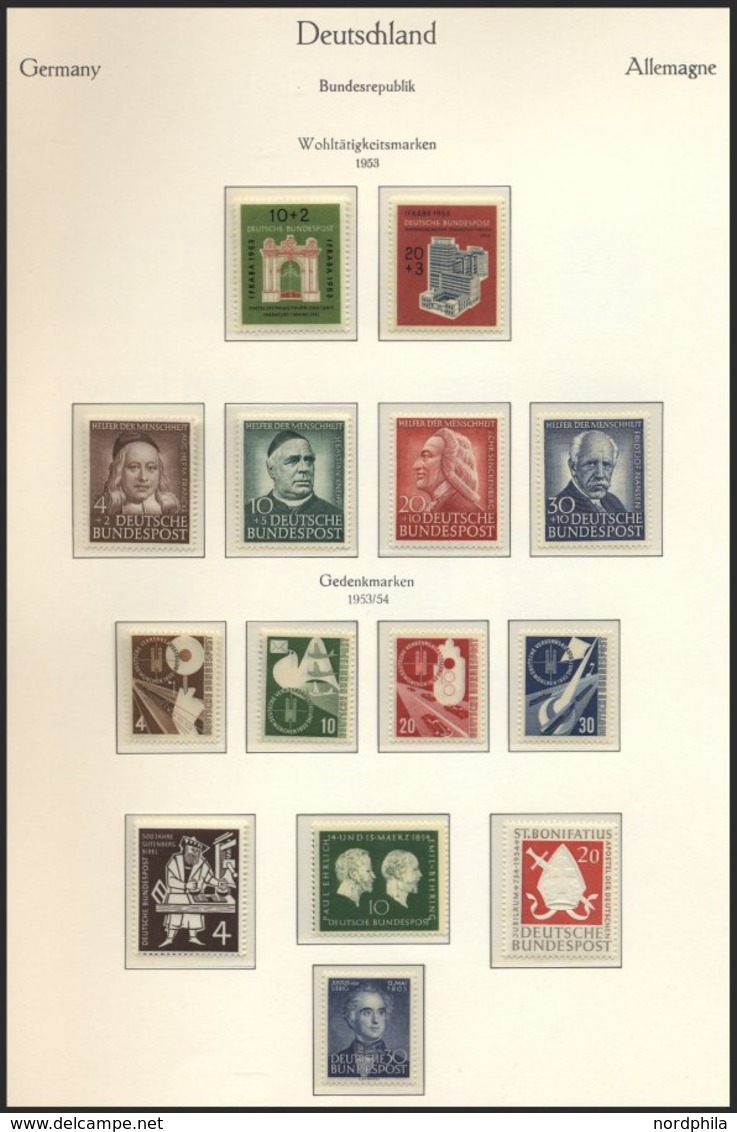 SAMMLUNGEN **, 1952-60, Postfrische Komplette Teilsammlung Bundesrepublik, Incl. Heuss Lumogen Und Liegendes Wz. Im KA-B - Usati