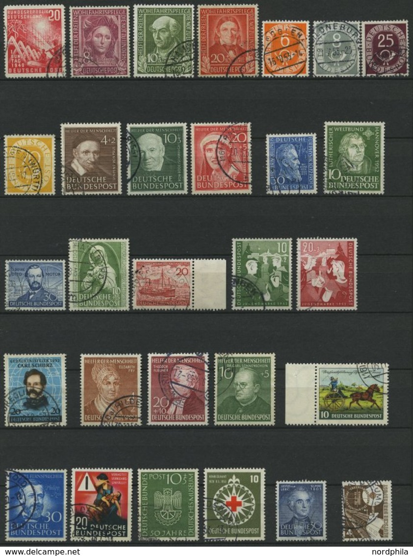 LOTS O, 1949-55, Gestempelte Partie Von 55 Verschiedenen Mittleren Werten, Saubere Bedarfserhaltung/feinst, Mi. 630.- - Usados